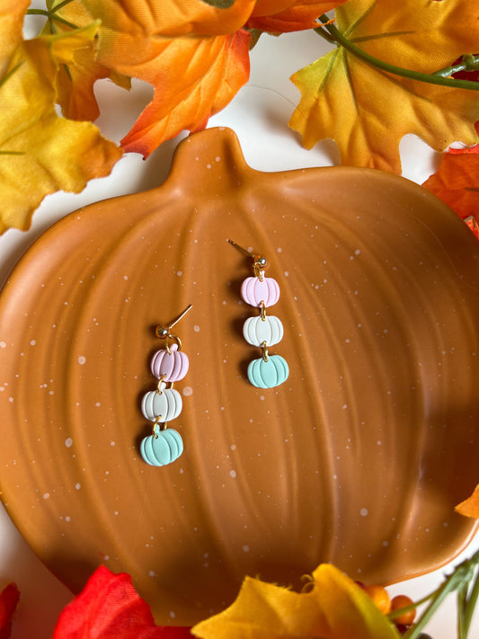 Pumpkin Trio Earrings - Pink, Cream, Mint