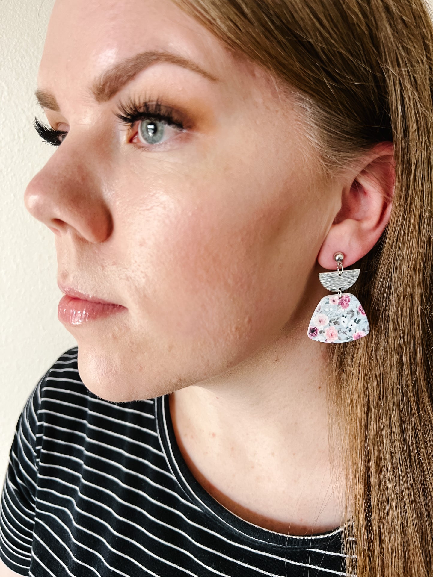 Caitlin Geometric Earring - Vintage Floral