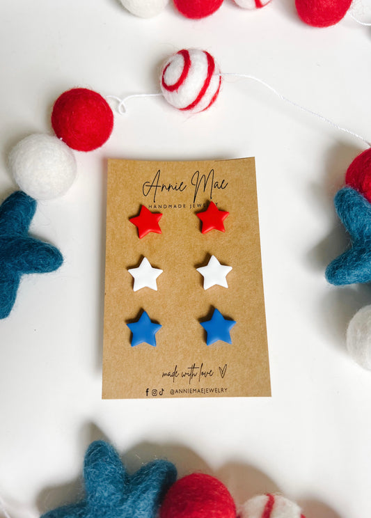 Red, White, & Blue Star Stud Pack